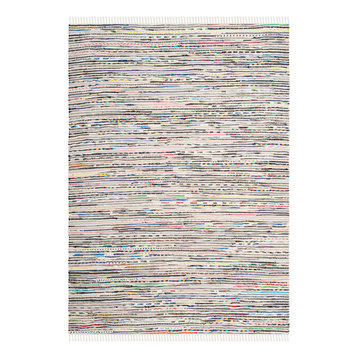 Safavieh Rag Rug Collection RAR125 Rug, Ivory/Multi, 4' X 6'