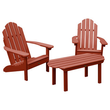 Westport Adirondack Chairs and Conversation Table, 3-Piece Set, Rustic Red