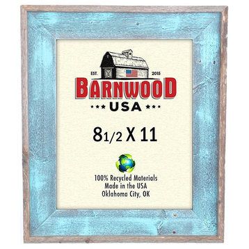 BarnwoodUSA Artisan Picture Frame - 100% Reclaimed Wood, Robins Egg Blue, 8.5x11