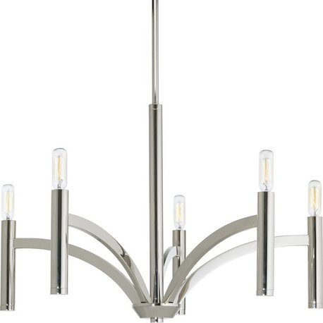 Progress Lighting 5-60W Candle Chandelier, Polished Nickel