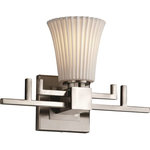 Justice Design Group - Limoges Aero Wall Sconce, Round Flared, Brushed Nickel With Pleats Shade - Limoges - Aero Wall Sconce - Round Flared - Brushed Nickel Finish with Pleats Shade - Incandescent