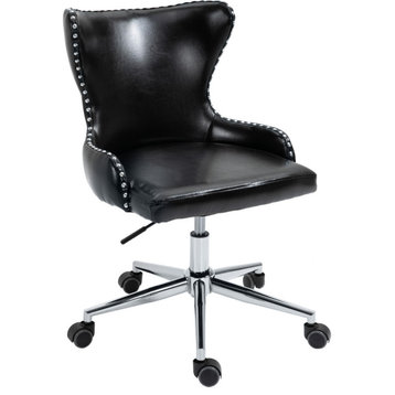 Hendrix Swivel and Adjustable Vegan Leather Office Chair, Black, Rich Chrome Base