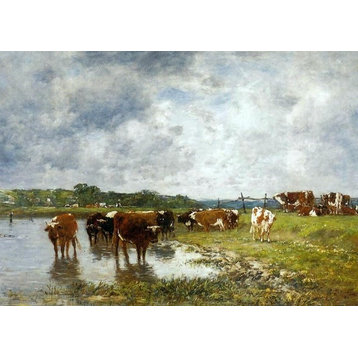 Eugene-Louis Boudin Cows in a Meadow on the Banks of the Toques Wall Decal