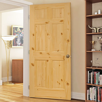 6-Panel Door, Solid Knotty Pine, Kimberly Bay Interior Slab Colonial, 80"x30"