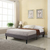 Modern Gray Linen Fabric Platform Bed, Full