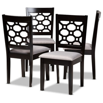 Baxton Studio Peter Grey and  Brown Finished Wood 4-Piece Dining Chair Set