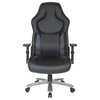 Big & Tall Bonded Leather Gaming Chair, Padded Flip Arms and Black Metal Base