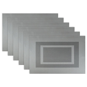 DII Gray PVC Doubleframe Placemat, Set of 6