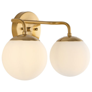 Louis Globe Metal/Frosted Glass Modern LED Vanity, 2-Light