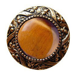 Inviting Home Inc. - Victorian Knob, 24K Gold Plate With Tiger Eye - Cabinet And Drawer Knobs
