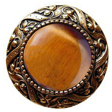 Victorian Knob, 24K Gold Plate With Tiger Eye