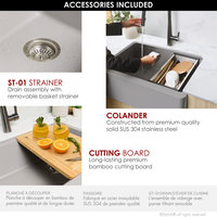 30" Undermount Workstation Single Bowl Gray Composite Granite Kitchen