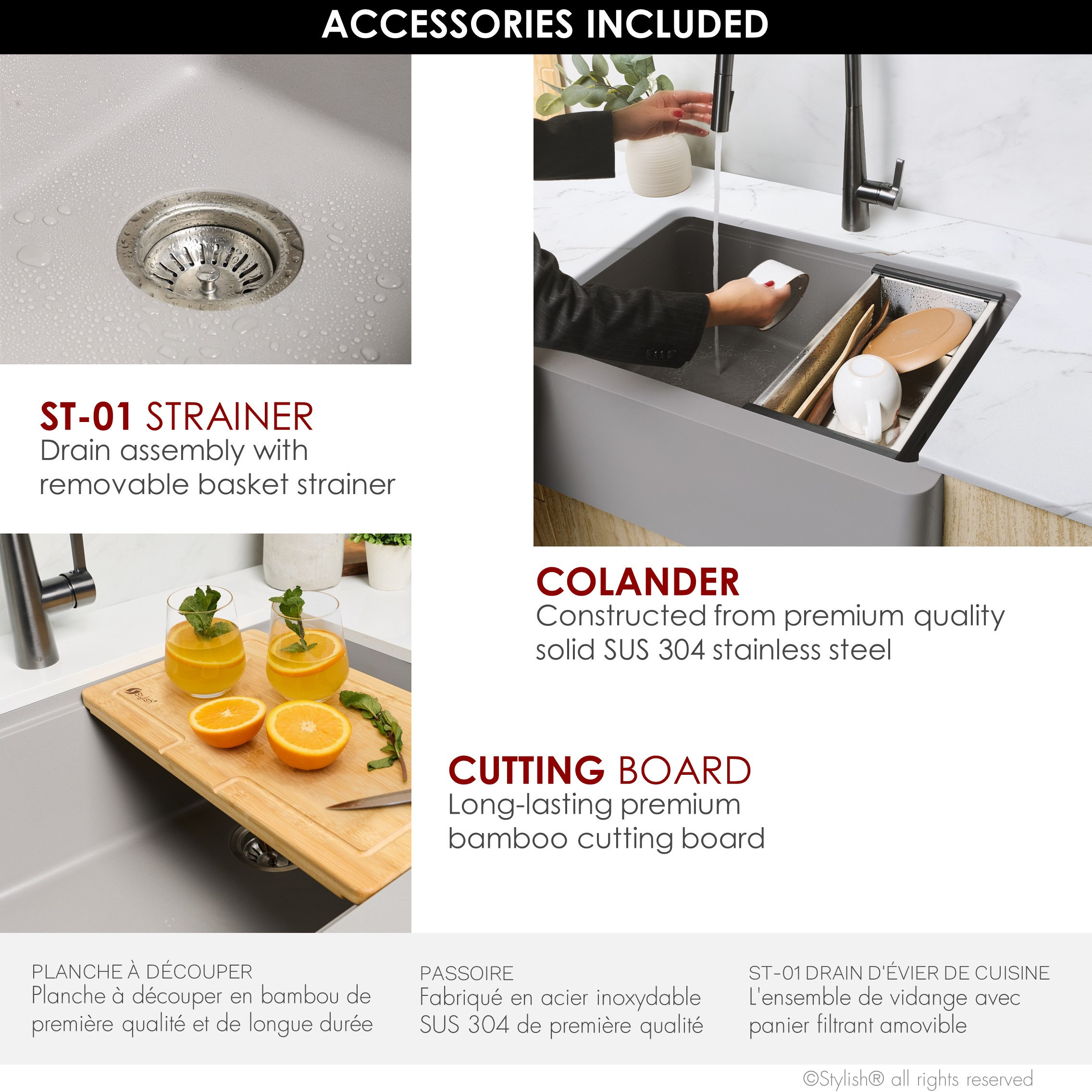 30" Undermount Workstation Single Bowl Gray Composite Granite Kitchen