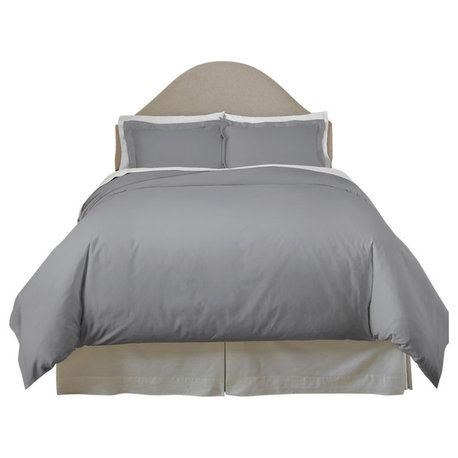 Pointehaven 410TC Long Staple Cotton Duvet Set, Medium Gray, Full/Queen