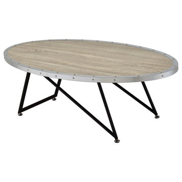 46"  Weathered Gray Oak Oval Coffee Table