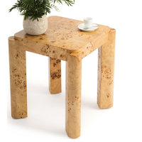 Studio London Chorus Modern Wooden Side Table Nightstand with Clear Maple Burl