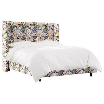 Nicolette Wingback Bed, Parker Floral Peach, Full