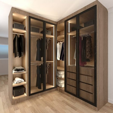 Glass & Wooden Finish Wardrobes Set Supplied by Inspired Elements
