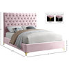 Cruz Velvet Upholstered Bed, Pink, Queen