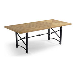 Carlisle Teak Top Rectangular Dining Table in Onyx Aluminum - Outdoor Dining Tables