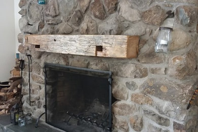Rustic Barn Beam Fireplace Mantle