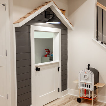 Basement Wine Cellar Wall and Under-Stair Kids' Playhouse