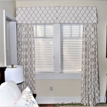 New draperies and box pleat valances in a guest bedroom