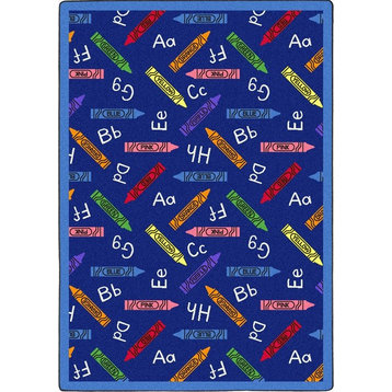 Playful Patterns Rug, Crayons, 3'10"x5'4", Blue