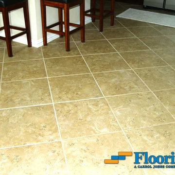 Tile Flooring Added to Living Area, Pre-Existing Tile Around Kitchen Island