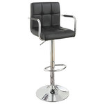 Benzara - Chair Style Barstool With Faux Leather Seat & Gas Lift Black & Silver Set Of 2 - Chair Style Barstool With Faux Leather Seat And Gas Lift Black And Silver Set of 2This set of 2 bar stool with chrome base and footrest?is a perfect seating option for your home bar or counter. This barstool will add luxurious and modern taste to your dining room, kitchen or home bar. It features a comfortable 360 degree swiveling seat with gas-lift height adjustment with handle right below the seat. This swivel barstool is a stylish stool that you can put on full display in your living room or tuck away in a more private setting. Easy-clean leather-like upholstery designed for comfort and style, this stool is unmistakably modern. It offers a sleek and versatile look in the area and yet easy to maintain that can stand up to years of use. The base is made with durable chrome-finished metal includes a built-in footrest for stylish comfort.