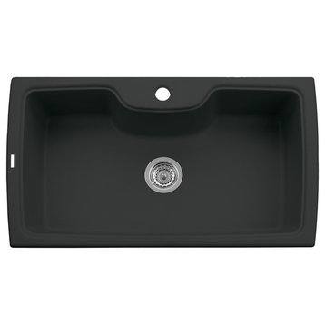 AB3520DI-BLA Black 35" Drop-In Single Bowl Granite Composite Kitchen Sink