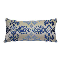 Pillow Decor Ltd. - Sumatra Silk Embroidery Decorative Throw Pillow, Fountain, 12"x24" - Decorative Pillows