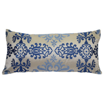 Sumatra Silk Embroidery Decorative Throw Pillow, Fountain, 12"x24"