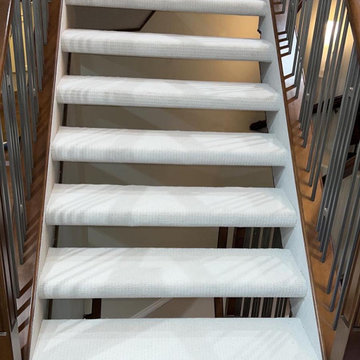 Wrap Around Open Stairs White Carpet