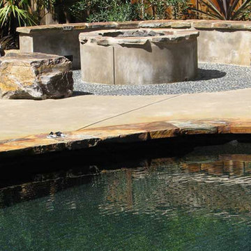 Custom-Made Fire Pit and Pool Deck With a Natural Feel