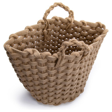 Chunky Braided Jute Storage Basket, 11.75"x11.75", Beige