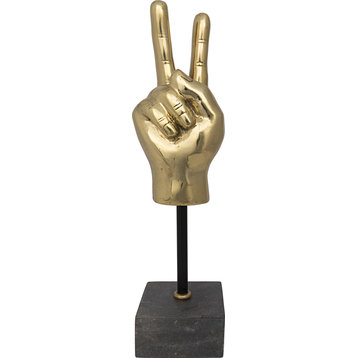 Peace Sign on Stand - Brass