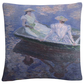 Monet 'On The Boat' 16"x16" Decorative Throw Pillow