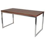 Pangea Home - Floyd Desk, Walnut - Simple and modern rectangular desk with high polished metal frame, may be used as a conference table or dining table for the ultimate modern statement.