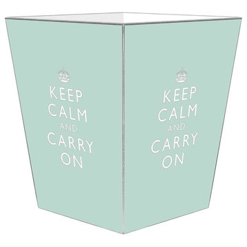 Light Blue Keep Calm and Carry On Wastepaper Basket