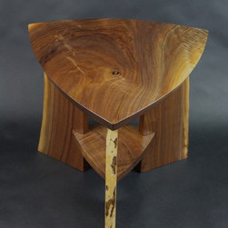 Walnut Slab Triangle End Table - Side Tables And End Tables