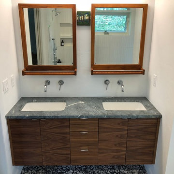 Contemporary Walnut Kitchen and Bath