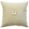 Linen Pillow, Ivory And Silver Removable Butterfly Pin
