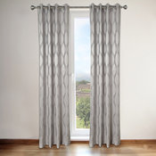 Annabelle Grey Faux Silk Grommet Top 84-inch Curtain Panel Pair