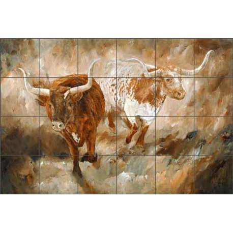 Ceramic Tile Mural Backsplash "Freedom" by Kathy Winkler, 25.5"x17"