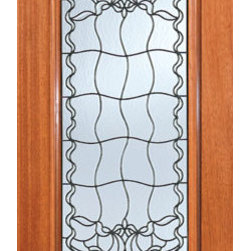 Contemporary Floral Beveled Glass Front Single Door, Full Lite - Front Doors