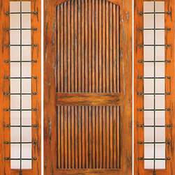 Door With Two Sidelites Exterior Prehung Knotty Alder, 2 Panel - Front Doors