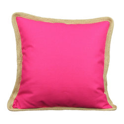 Xia Home Fashions - Square Jute Trimmed Pillow, Fuchsia - Decorative Pillows
