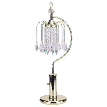 27"H Gold Table Lamp With Crystal-Inspired Shade