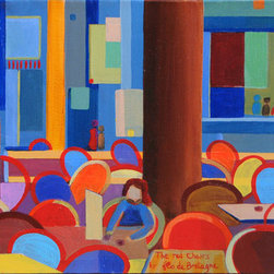 Seating in Montparnasse, 12 x 24 x 3 in deep - Paintings